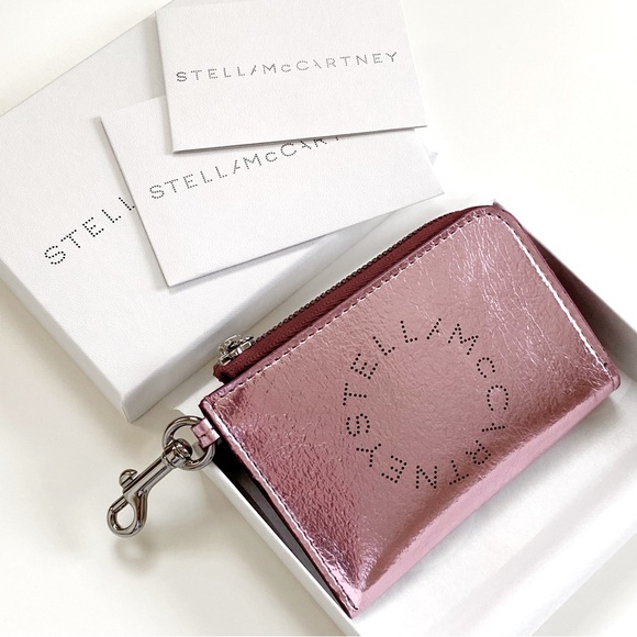 NWT Stella McCartney Metallic Logo Card, Pink